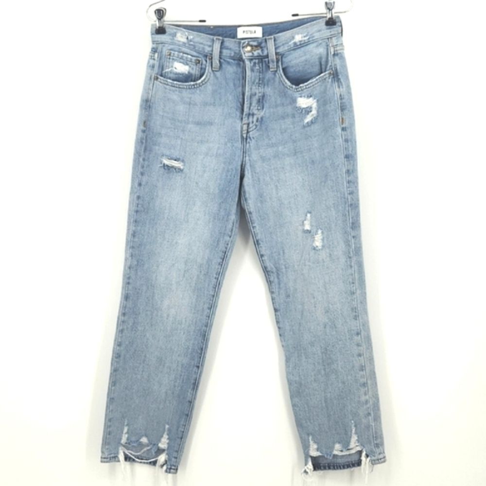 Pistola Jeans Women Size 26 Charlie High Rise Distressed Straight Leg Button Fly